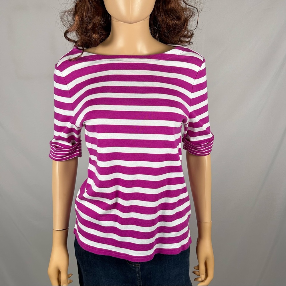 Ralph Lauren Purple White Short Sleeve Blouse Size L / XL